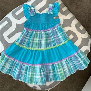 Blue green & purple plaid dress